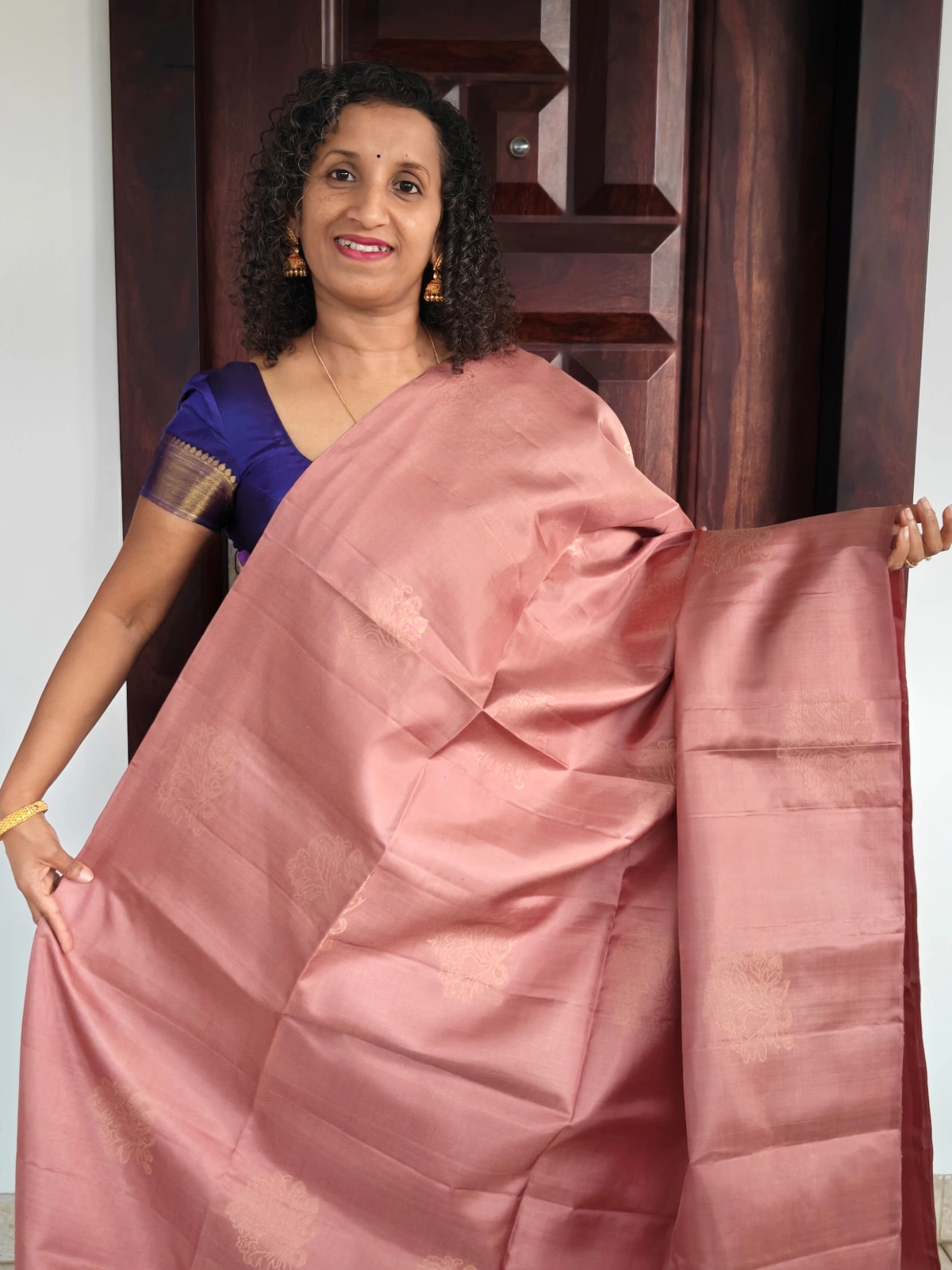 Dusty Peach Pink Kanchipuram Soft Silk Saree Pks011 1
