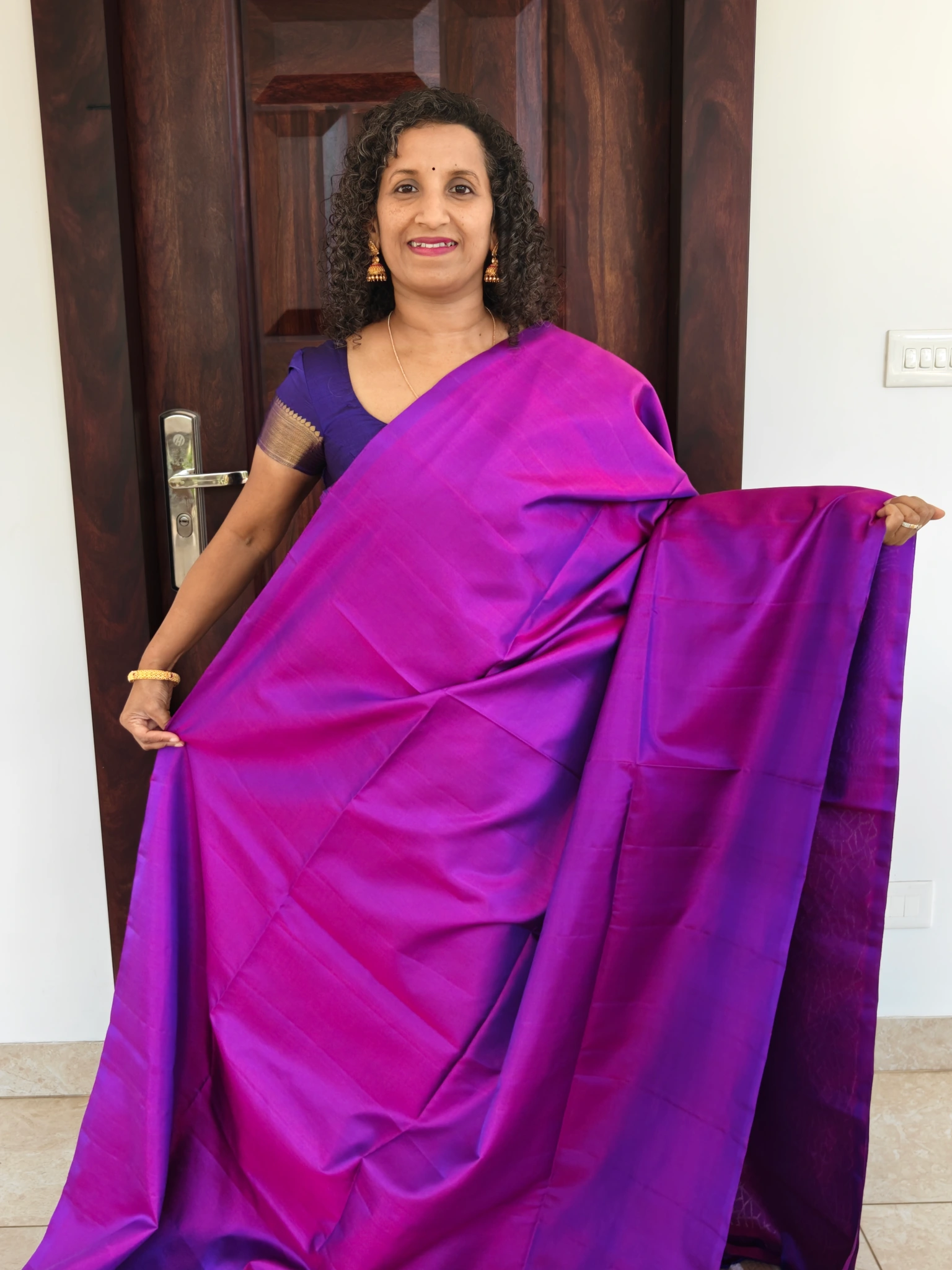 Purple And Blue Dual Tone Kanchipuram Soft Silk Saree Silkmark Certified Pks010 1