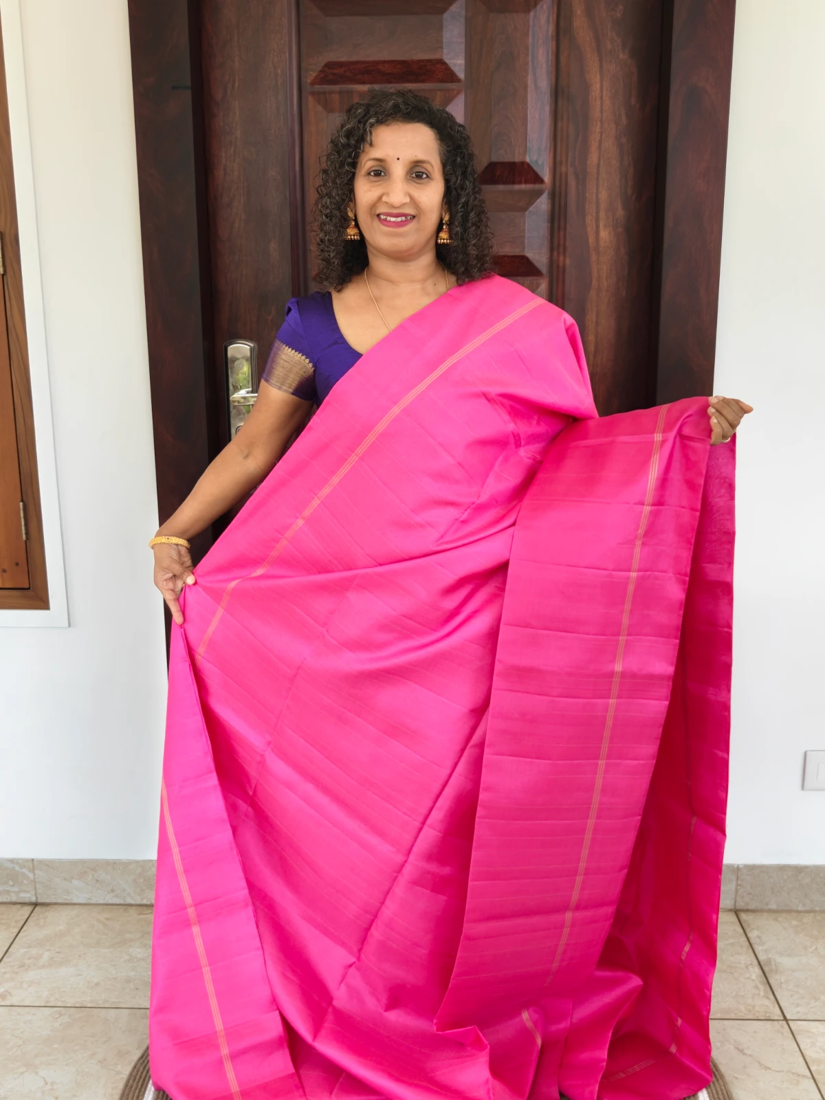 Pink Kanchipuram Pure Softsilk Saree With Goldenlines Pks008 1